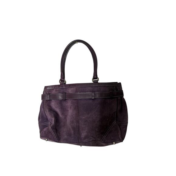 Coach Hamptons Carryall Handbag Purple Plum Suede Zip Purse Tote Bag - Picture 4 of 6
